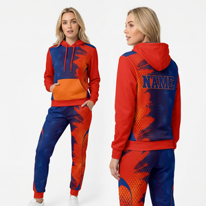 Conjunto Deportivo Unisex con Capucha en Degradado Rojo y Azul, Manga Larga, Impresión por Sublimación, Transpirable, para Adultos, Ropa de Otoño - Product Image 6