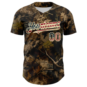 Custom Printed Camo Baseball Jersey Breathable Athletic 100% Polyester Short Sleeve All Seasons - Product Image 2