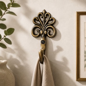 Modern Metal Wall Mounted <b>Hook</b> Hanger Durable Decorative with Multiple <b>Hooks</b> for Entryway Bathroom Kitchen Bedroom and Office - Product Image 1