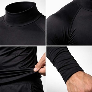 Custom Logo <b>Men's</b> Compression Shirt Short Sleeve O-Neck Sporty Oversized Knitted Breathable Quick Dry Athletic Gym <b>Base</b> <b>Layer</b> - Product Image 6