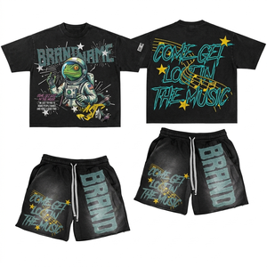 Women Premium Cotton Graphic T Shirt and Shorts Set Lightning Screen Print Custom Logo Streetwear 100% Cotton T shirt & Shorts - Product Image 6