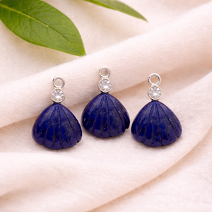 Pendentif Coquille Lapis Lazuli Plaqué Argent Sertissage Bezel Zircon Cubique Fait Main Bijou Pierre de Naissance Cadeau pour Femme Vente en Gros - Product Image 1