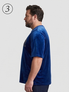 เสื้อยืดกำมะหยี่ไซส์ใหญ่สำหรับผู้ชาย แฟชั่นสตรีท เสื้อยืดแขนสั้นกำมะหยี่ เสื้อยืดคอกลมโอเวอร์ไซส์สำหรับผู้ชาย - Product Image 5