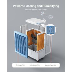 Raffrescatore d'Aria Portatile 4129 CFM con Serbatoio d'Acqua da 12,7 Galloni e Telecomando, Ventilatore di Raffreddamento Evaporativo con Timer 12H - Product Image 5