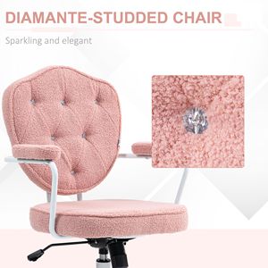 Sedia da Ufficio Ergonomica Girevole in Nylon Rosa con Pannelli Trapuntati in Pile Teddy Bear per Dirigenti - Product Image 4