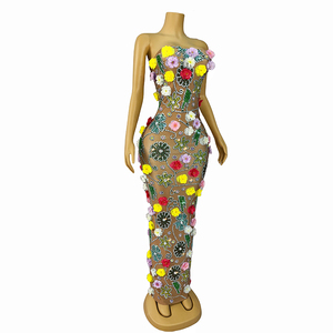 Robes de soirée pour femmes, robe sans bretelles, robes pour femmes à fleurs, robes élégantes pour femmes grandes tailles pour les soirées - Product Image 2