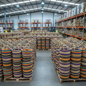 Eco Friendly Bolga Seagrass <b>Basket</b> with Handle Handmade Woven <b>Basket</b> <b>for</b> Shopping Storage Home Decor - Product Image 6