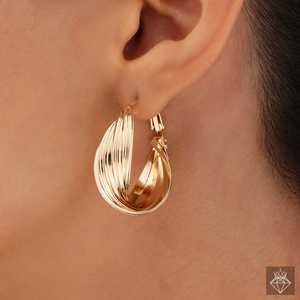 Pendientes de moda de aros de alambre dorado entrecruzados antideslustre PRAO con diseño único - Product Image 3