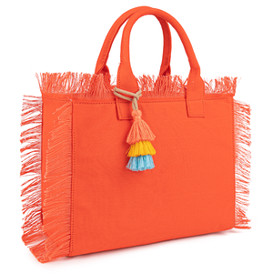 Borsa Tote in Tela con Motivo a Tinta Unita per Donna, con Manico Superiore a Nappina e Chiusura con Cerniera - per Lavoro, Viaggi, Spiaggia, Palestra e Shopping - Product Image 1
