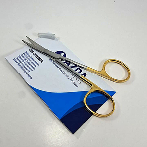 Stainless Steel 4.5 Inch Curved <b>Tungsten</b> Carbide Iris Scissors With Gold Plated <b>Ring</b> Handles For Professional Surgical Use - Product Image 4