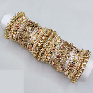 Kundan แบบดั้งเดิมชุดกำไลข้อมือไข่มุกและ meenakari แบบเปิดได้เครื่องประดับดีไซน์หรูหราคอลเลกชันเจ้าสาวระดับพรีเมียม - Product Image 1