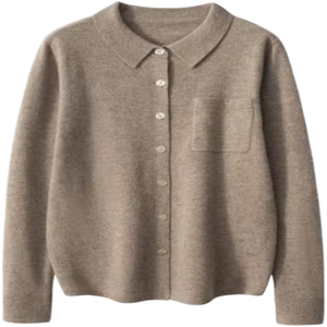 Cárdigan de Lana para Mujer, Cuello Camisero, Manga Larga, Color Sólido, Botones al Frente, Bolsillos, Suéter Tejido para Otoño e Invierno - Product Image 1