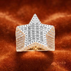 Anillo de Moissanita para Hombre, Estilo Hiphop, con Racimo de Baguettes, Acabado en Plata, Oro y Oro Rosa, para Compromiso, Boda, Aniversario, Moda - Product Image 3