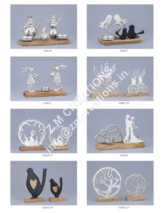 Decoración Navideña de Madera con Forma de Búho y Escultura Metálica con Detalles de Corazón, Artículos de Regalo para el Hogar y Navidad - Product Image 2