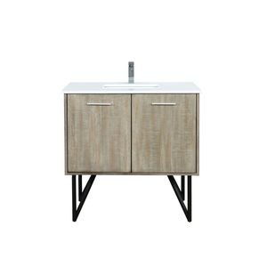 Mobile da bagno rustico in acacia con piano da 36 pollici L X 20 Pollici Set di Mobili da Bagno con Top in Marmo Coltivato e Rubinetto Cromato, 36 Pollici - Product Image 1