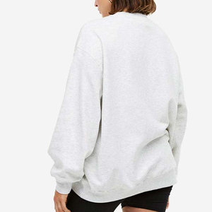 Sudadera Extra Grande de Cuello Redondo para Mujer, Calidad Premium, Color Gris Sólido, 100% Algodón Tejido, Manga Larga, Estilo Casual Otoñal - Product Image 6
