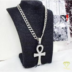 Pendentif Croix Iced Out en Diamant de Laboratoire Argent Sterling 925 Symbole Égyptien Bijoux Hip Hop de Luxe - Product Image 1