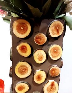 Handcrafted <b>Wooden</b> Log <b>Slice</b> Vase Rustic Decorative Flower Holder - Product Image 3