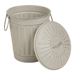 Poubelle classique en métal noir avec couvercle et poignées latérales, en acier thermolaqué, pour la maison, le bureau, la cuisine, en promotion - Product Image 2