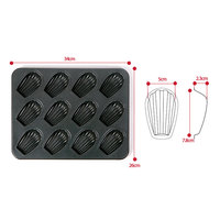 Moule à gâteau professionnel noir à 12 cavités, 2,3 cm de profondeur supplémentaire, en acier au carbone antiadhésif, compatible four, écologique, alimentaire et réutilisable