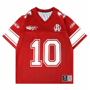 Camiseta de Fútbol Americano para Hombre, Roja Sólida, 240gsm, Malla, Cuello en V, Ropa Deportiva de Equipo, Número Personalizado, Sublimación, Suministro al por Mayor OEM - Product Image 1