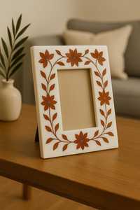 New Arrival Resin Inlay <b>Picture</b> <b>Frame</b> with Embossed Floral Design Handmade Vertical Tabletop Display B2B supply - Product Image 2