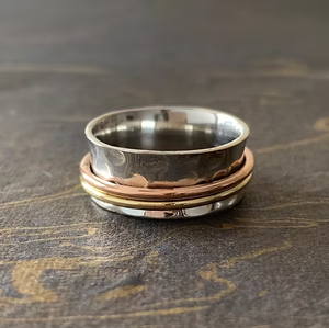 Wide Band 925 <b>Silver</b> <b>Spinner</b> <b>Ring</b> (6.2 Grams) With Customized Design for Unisex Daily Wear Best For Gifts - Product Image 4