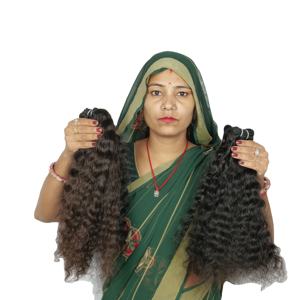 Vente en gros de cheveux humains indiens vierges non traités, ondulés, naturels, ondulés, noirs, ondulés, alignés sur des cuticules naturelles - Product Image 1