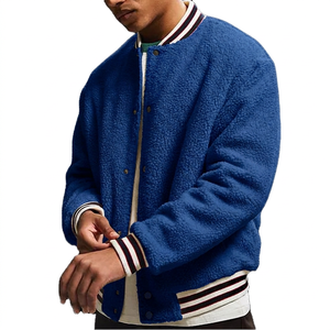 Veste universitaire en polaire sherpa personnalisée pour homme, veste bomber moelleuse à boutons-pression, service de fabrication en gros OEM ODM - Product Image 4