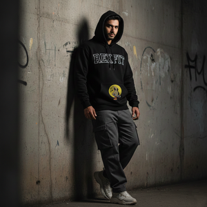 Sweat à capuche zippé oversize pour homme Rexfit Sport, en coton épais, broderie personnalisée, effet délavé, coupe ample - Product Image 2