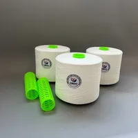 Fil à coudre en polyester 100% résistant aux hautes températures 52/2 pour crochet, blanc thermocollé, prix usine, vente en gros