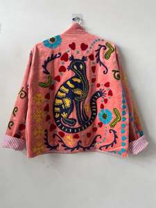 Veste d'hiver 2026, style ethnique chic, vêtement d'extérieur en coton indien, broderie Suzani faite à la main, veste d'hiver en velours, manteau vintage unisexe - Product Image 5