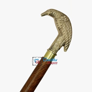 Tanishka Export – Poignée en laiton poli de haute qualité, motif oiseaux, en bois brun, faite à la main, style antique, pliable, pour la Fête des Mères - Product Image 3