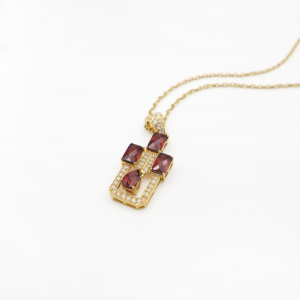 925 Sterling Silver Natural Red <b>Garnet</b> Pendant & <b>Earring</b> Set Gold Plated OEM ODM Fine Jewelry - Product Image 6