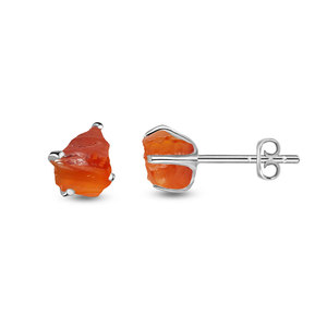 925 Silver Natural Carnelian Rough Butterfly Lock Stud <b>Earrings</b> Trendy Dainty Prong Setting Wedding Pack of 4 Pairs - Product Image 1