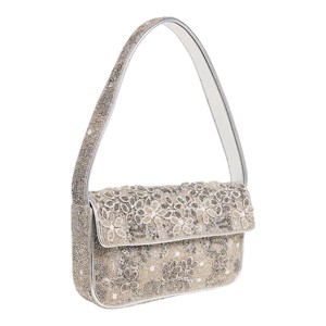 Bolso de hombro hecho a mano con cuentas y rayas para mujer, con patrón degradado azul, bolso de moda con asa. - Product Image 5