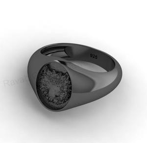 Anillo de sello clásico ovalado de lobo salvaje de 10x14 mm, chapado en oro de 18k, plata maciza 925, joyería fina para hombre, con diseño de Memento Mori. - Product Image 5