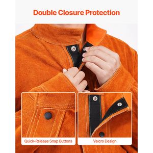 Giacca da Saldatura in Pelle Bovina Resistente, Tessuto Ignifugo e Impermeabile, Cappotto Termoresistente con 4 Tasche - Product Image 4