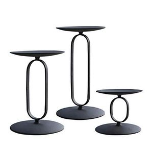 Black Powder Coated Metal Candle Holder For Modern Home Decor Tabletop Centerpiece Elegant Lighting Accessory - Product Image 1