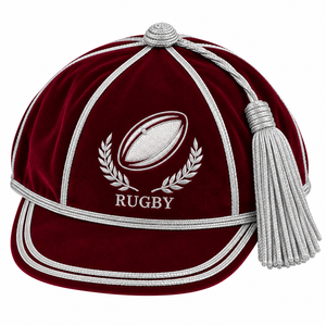 Casquette d'honneur de rugby personnalisée en velours avec pompon, chapeau de présentation brodé pour cérémonie de remise des trophées, couvre-chef pour équipe de rugby et club - Product Image 3