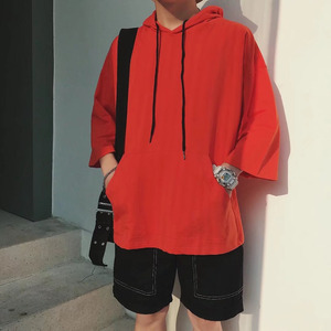Sudadera con Capucha Negra Personalizada para Hombre, Manga 3/4, Talla Grande, Verano, Algodón y Poliéster, Estampada, Informal, OEM - Product Image 6