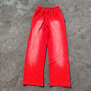 Pantalon de survêtement streetwear personnalisé pour homme, en molleton de coton épais, délavé à l'acide, coupe oversize et jambe large - Product Image 2