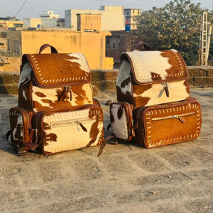 Premium handmade cowhide leather hair on school <b>backpacks</b> wholesale custom OEM supplier high quality student laptop bags - Product Image 3