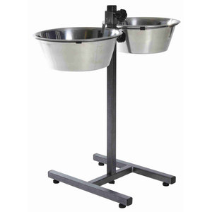 Soporte para Comedero de Mascotas con 2 Tazones de Acero Inoxidable de 4.5 L, Base en Forma de H de 29 cm, 60 cm de Alto, Gris - Product Image 1