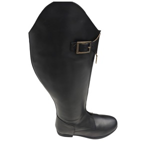 Tall Riding <b>Boots</b> with Buckle Closure Stylish Women's Genuine Leather Solid Color Equestrian Style with YKK Zipper and TPR Sole - Product Image 1