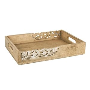 Oval Metal <b>Serving</b> Plate With Wooden Handles Handmade Hammered <b>Gold</b> Finish Glam Decorative Dish - Product Image 4