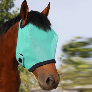 Masque anti-mouches pour chevaux en maille respirante avec protection des oreilles, réglable, durable, personnalisable, de haute qualité, fournitures d'équitation - Product Image 1