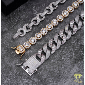 สร้อยคิวบาลิงค์แบบ Iced Out เงินแท้ 925 ประดับเพชรโมอิสซาไนต์ เครื่องประดับฮิปฮอปสุดหรู สำหรับผู้ซื้อขายส่ง - Product Image 4