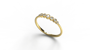 18K Gold Bezel Set Diamond <b>Wedding</b> Band Graduated Round Diamond Ring Bubble Ring Dainty Stackable Seven Stone Rings For Women - Product Image 2