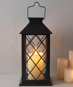 Lanterne à bougie suspendue en verre de style européen en métal noir décoratif fait main pour la décoration intérieure - Product Image 2
